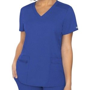 Women’s Scrub Top “Med Couture”V-Neck 7468 3-Pocket Royal Blue Size Small